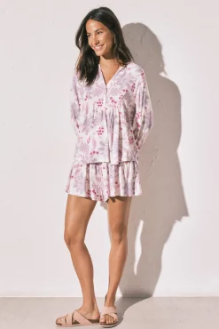 Conjunto de saia e camisola estampadas