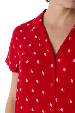 Conjunto pijama camiseiro corações
