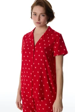 Conjunto pijama camiseiro corações