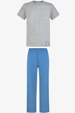 Conjunto pijama comprido manga curta liso
