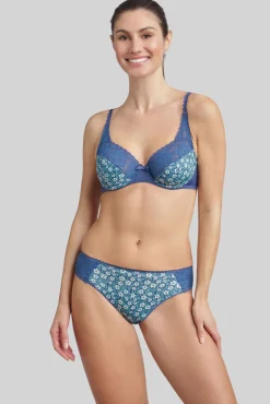 Cueca alta bordado floral acetinada