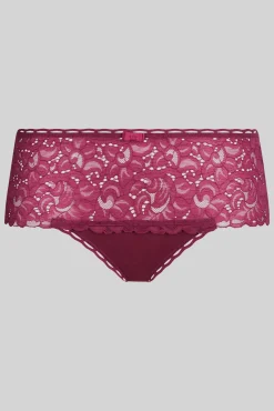 Cueca alta em renda floral acetinada
