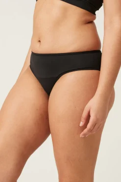 Cueca biquíni menstrual adolescente nylon reciclado preto absorção leve moderada