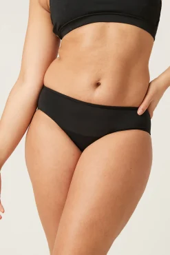 Cueca biquíni menstrual adolescente nylon reciclado preto absorção leve moderada
