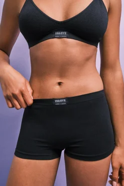 Cueca boxer seamless canelada com logo preto