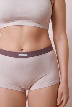 Cueca boxer sem costura canelada bege
