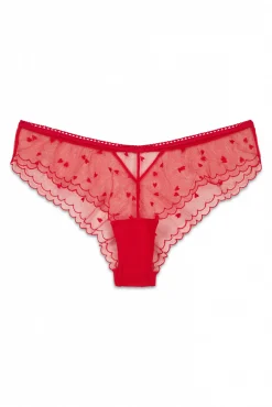 Cueca brasileira em tule bordado vermelha