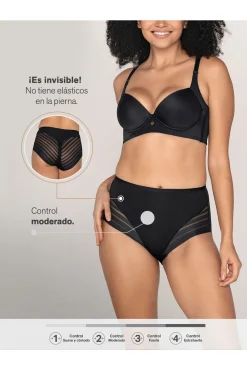 Cueca cinta clássica com controle moderado da barriga e faixas de tule