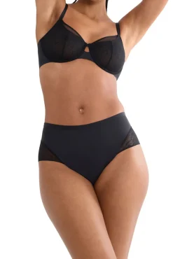 Cueca cintura alta em renda e microfibra
