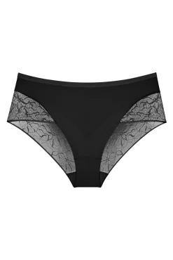 Cueca cintura alta em renda e microfibra