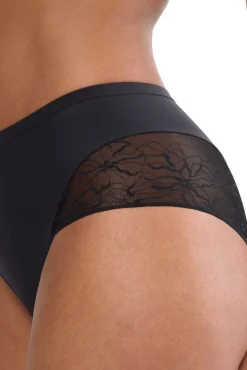 Cueca cintura alta em renda e microfibra