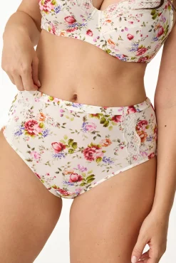 Cueca cintura alta floral em microfibra