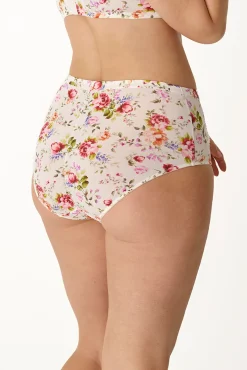 Cueca cintura alta floral em microfibra