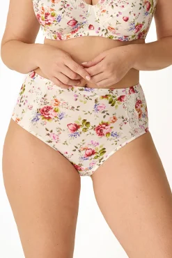 Cueca cintura alta floral em microfibra