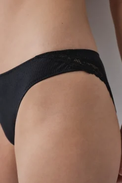 Cueca clássica em algodão canelado preto