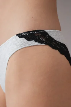 Cueca clássica em algodão canelado cinza