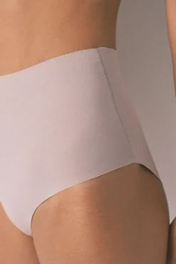 Cueca de algodão bege cintura alta