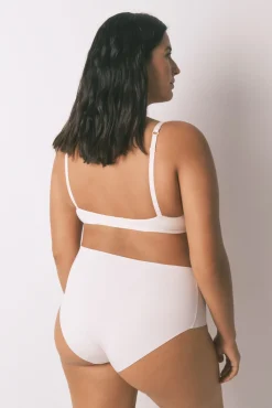 Cueca de algodão rosa cintura alta