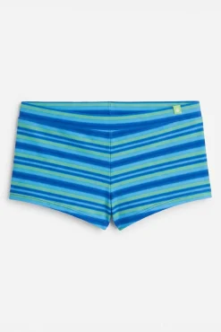 Cueca de biquíni boxer estampada às riscas azul