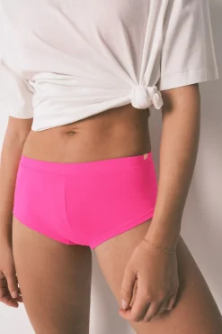 Cueca de biquíni boxer rosa