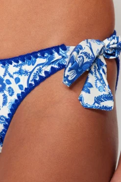 Cueca de biquíni brasileira damasco com laços