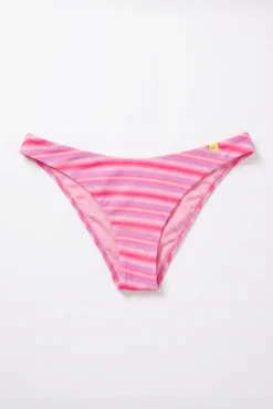 Cueca de biquíni brasileira estampado riscas rosa
