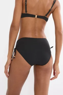 Cueca de biquíni cintura alta com folhos tropical