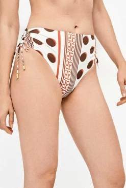 Cueca de biquíni cintura alta estampado monograma