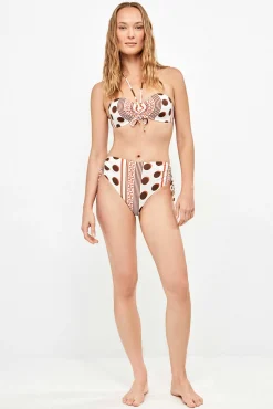 Cueca de biquíni cintura alta estampado monograma