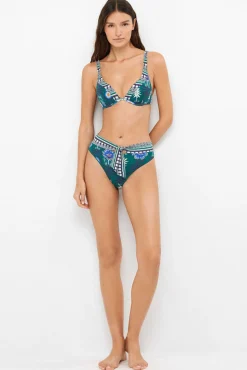 Cueca de biquíni cintura alta estampado de ananases tropicais