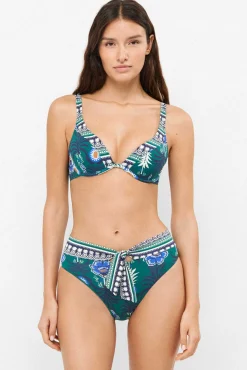 Cueca de biquíni cintura alta estampado de ananases tropicais