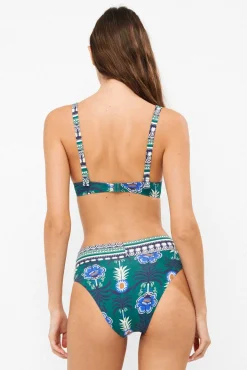 Cueca de biquíni cintura alta estampado de ananases tropicais