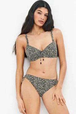 Cueca de biquíni cintura alta estampado animal