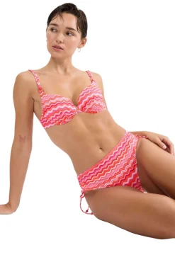 Cueca de biquíni cintura alta franzido zigzag