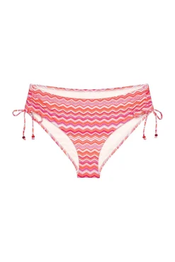 Cueca de biquíni cintura alta franzido zigzag