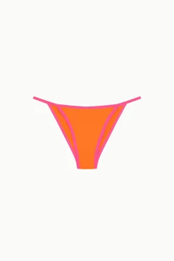 Cueca de biquíni clássica com debruns flúor