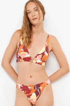 Cueca de biquíni clássica com estampado retro geométrico