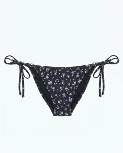 Cueca de biquíni clássica de tiras com mini flores azul