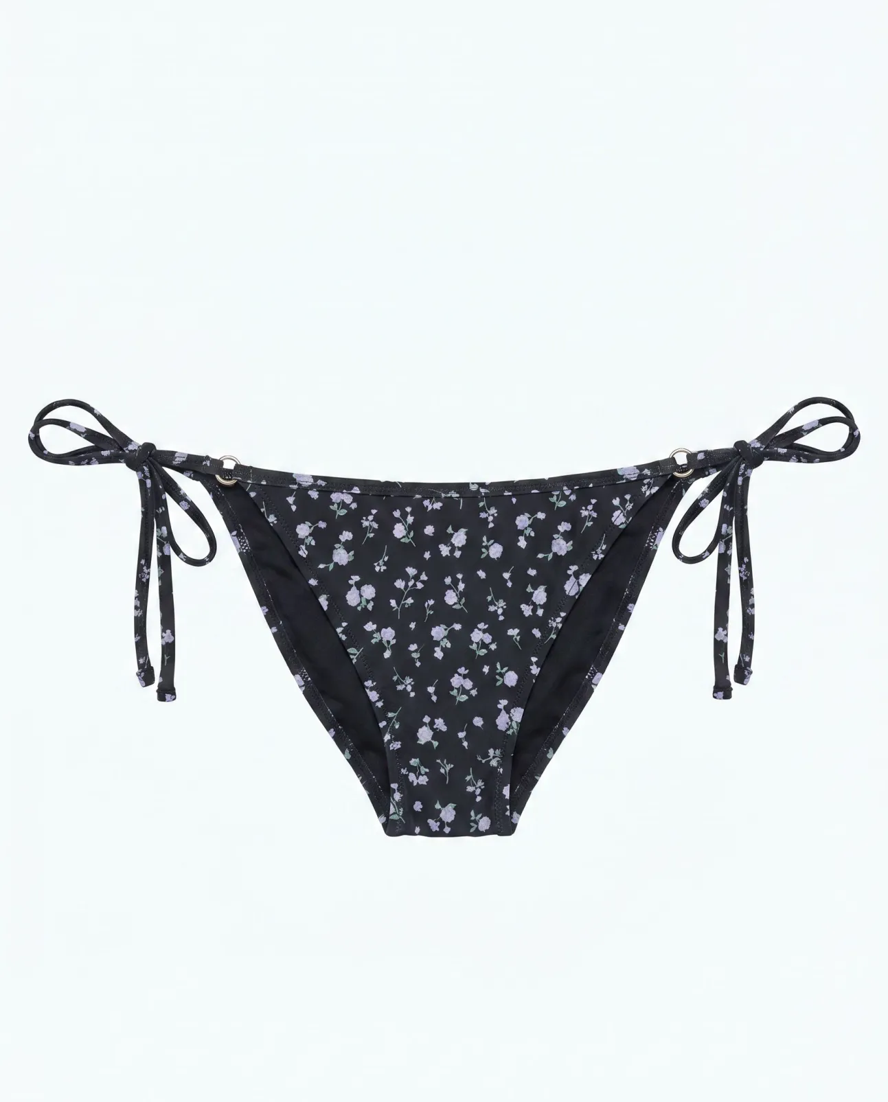 Cueca de biquíni clássica de tiras com mini flores azul