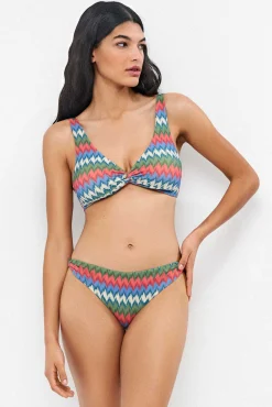 Cueca de biquíni clássica estampado zig zag