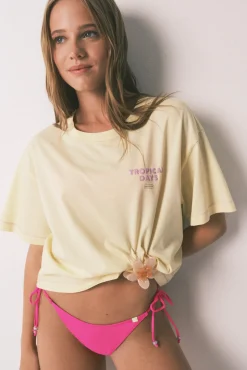 Cueca de biquíni de tiras rosa