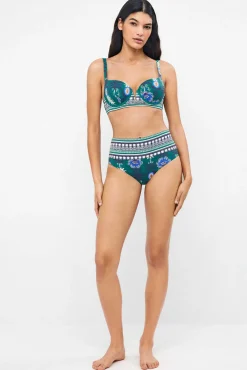 Cueca de biquíni multiposição estampada