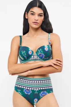Cueca de biquíni multiposição estampada