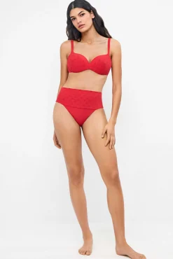 Cueca de biquíni multiposição jacquard bolinhas