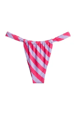 Cueca de biquíni riscas vermelho roxo efeito U