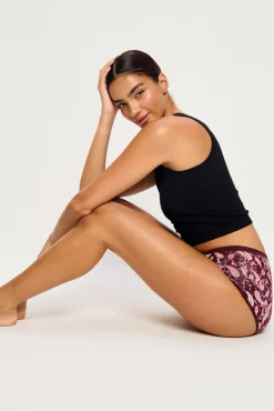Cueca menstrual cintura alta em bambu fluxo abundante vermelho