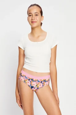 Cuecas menstruais teen em algodão orgânico fluxo abundante Pink