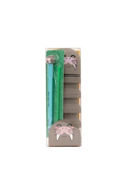 Estojo de silicone extensível + caneta apagável Bo-Bo + recarga de tinta - Morsa