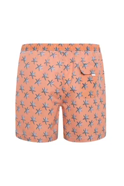 Fato de banho bermuda laranja com lavagem estrela-do-mar
