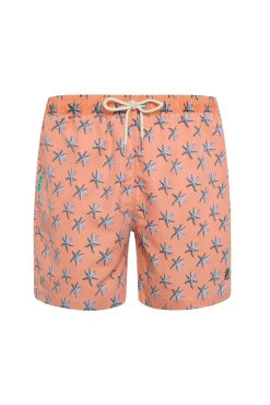 Fato de banho bermuda laranja com lavagem estrela-do-mar
